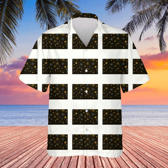 Elegant Snowflakes Black Gold Silver Hawaiians