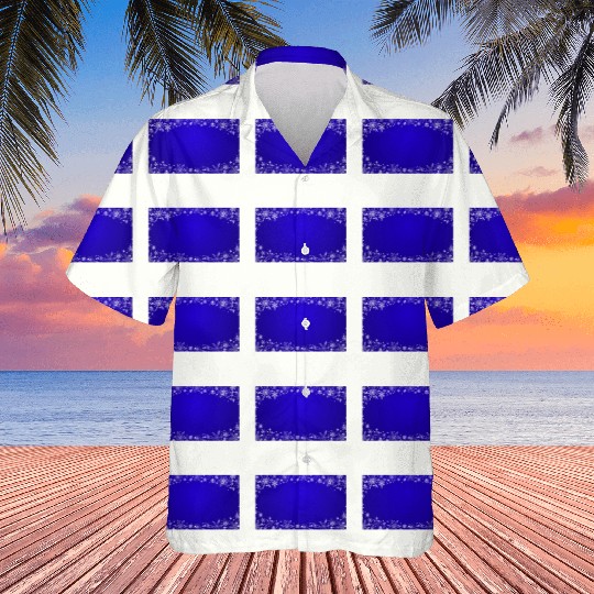 Modern Navy Blue Snowflakes Pattern Hawaiians