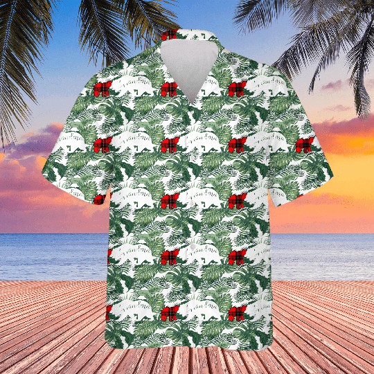 Grandma Bear Red Plaid Cub Mom Christmas Ladies Hawaiians