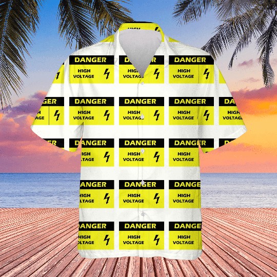 Danger Electrical Hazard Yellow warning Label Hawaiians