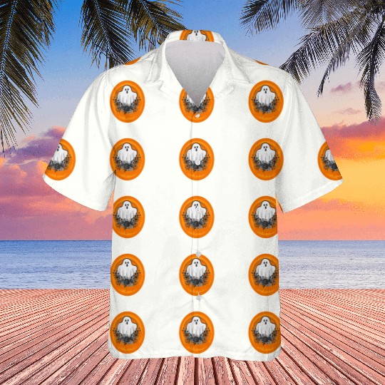 Halloween Theme Cute Ghost Floral Coffee Lover Hawaiians