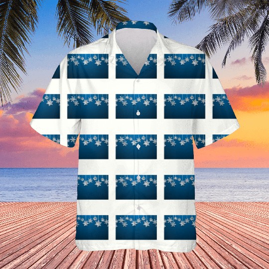 Elegant Hanging Snowflakes Navy Blue Hawaiians