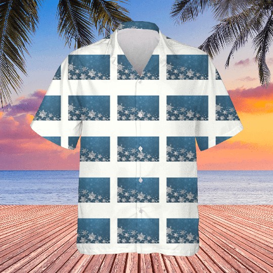 Modern Blue Snowflakes Pattern Hawaiians