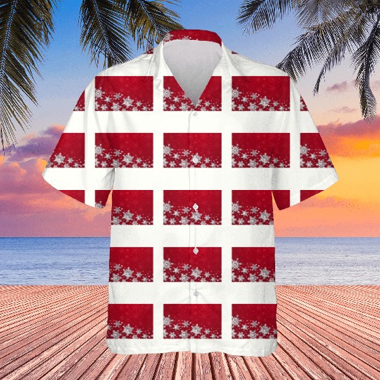 Modern Red Snowflakes Pattern Hawaiians