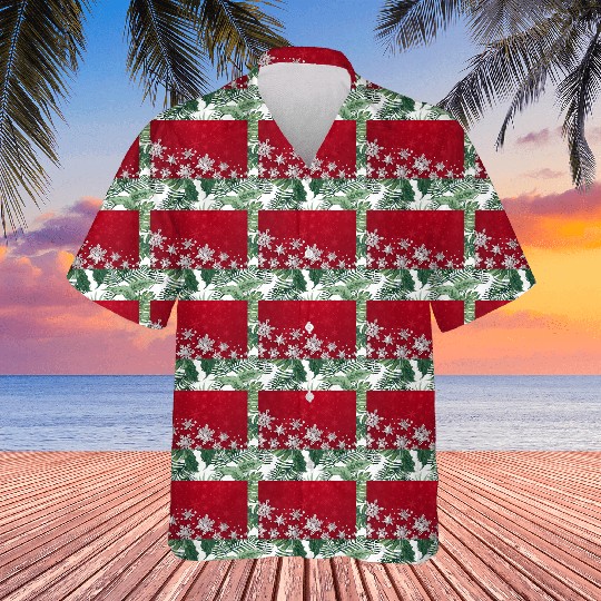 Modern Red Snowflakes Pattern Hawaiians