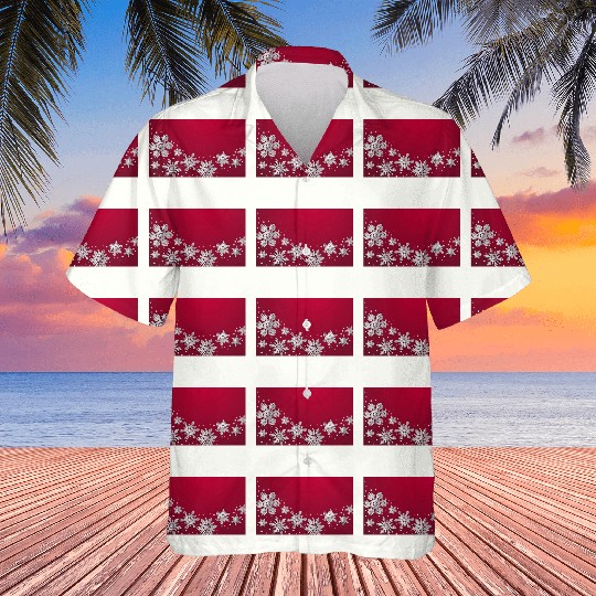 Christmas Snowflakes Red Winter Hawaiians