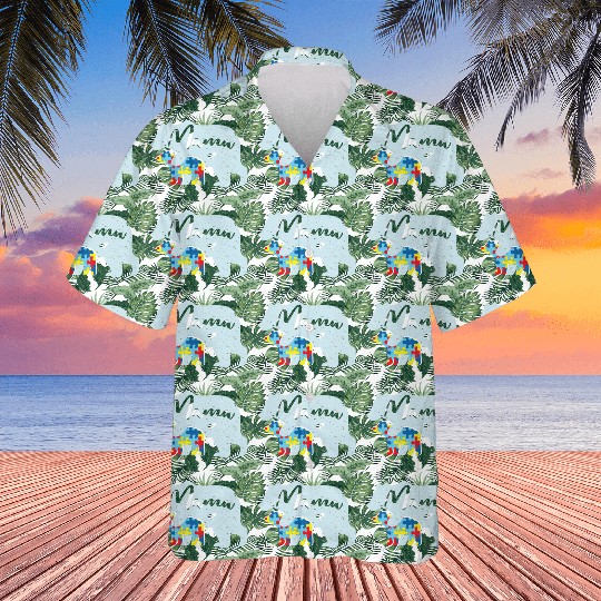 Mama Bear Cute Autism Awareness Mom With Puzzle Pi Hawaiians