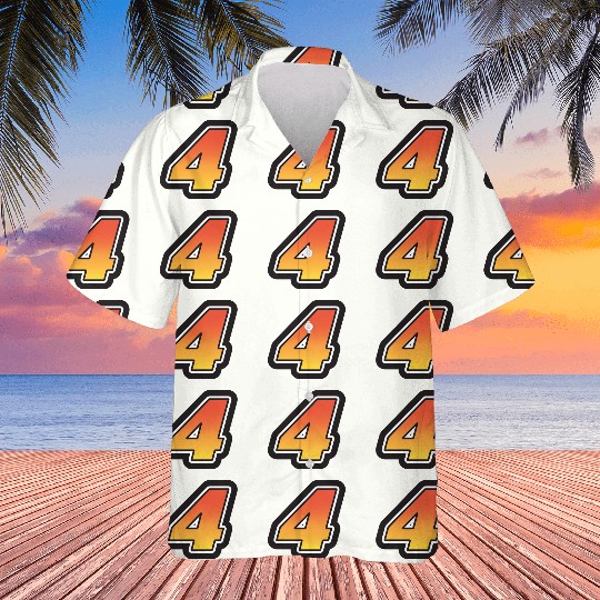 Number Four 4 Gradient Yellow Orange 3 Stroke Hawaiians