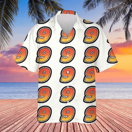 Number Nine 9 Gradient Yellow Orange 3 Stroke Hawaiians