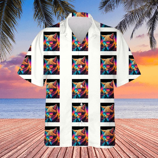 Retro Futuristic Synthwave Fox Hawaiians