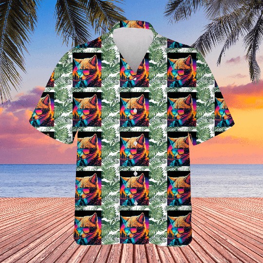 Retro Futuristic Synthwave Fox Hawaiians