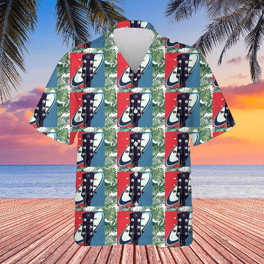 Red White Blue Rock and Roll Themed Guitar Hawaiians