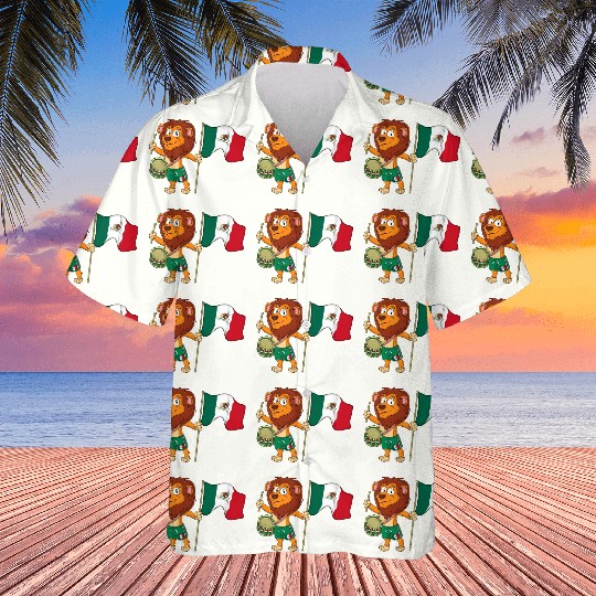 Lion with the Mexico flag Hawaiians