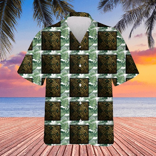 Green Bronze Ornamental Plaid Decoration Pattern Hawaiians