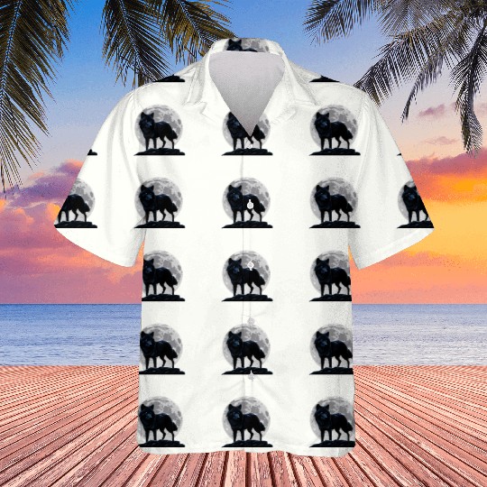 Wolf howling at the moon graphic Hawaiians