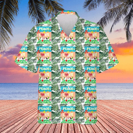 Peace love Vegetables design for him cool Hawaiians