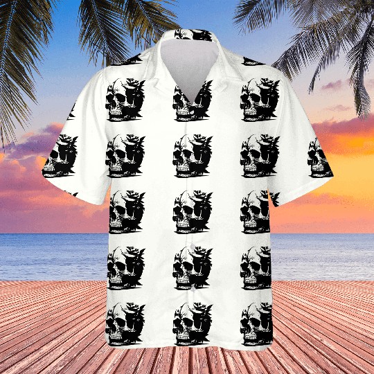 gothic skull with leaves Hawaiians