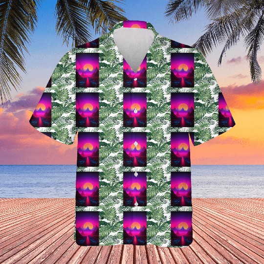 Luminous Peaks: Synthwave Serenity Hawaiians