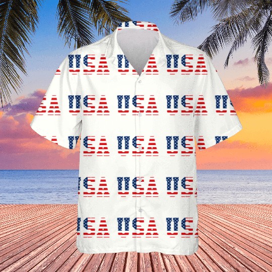 Usa Patriotic American Flag Red White Blue Hawaiians