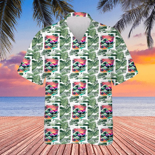 Vaperwave Aesthetic Glitch Great Wave Retrowave Hawaiians