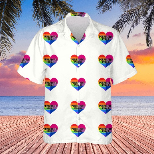 Purrfectly Proud Rainbow Bisexual Flag Heart Hawaiians