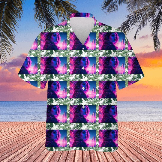 Synthwave Girl - Futuristic Design neon colors Hawaiians