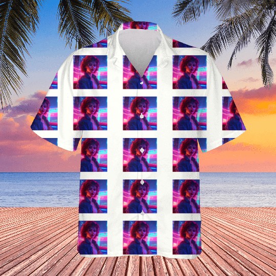 Synthwave Girl - Vibrant Anime Car Artwork Hawaiians