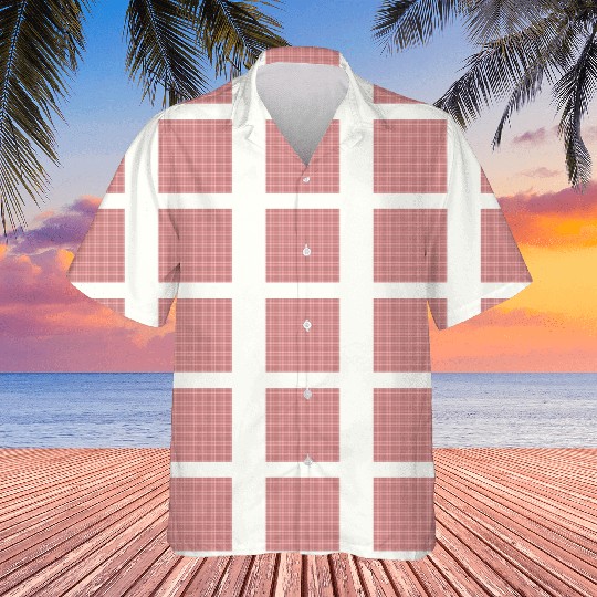 Retro Checkered Pattern Coral Red Hawaiians