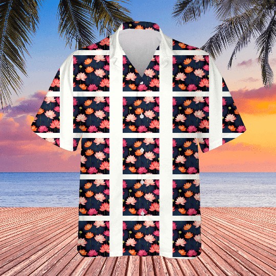 Serenity Blooms: Timeless Lotus Pattern Hawaiians