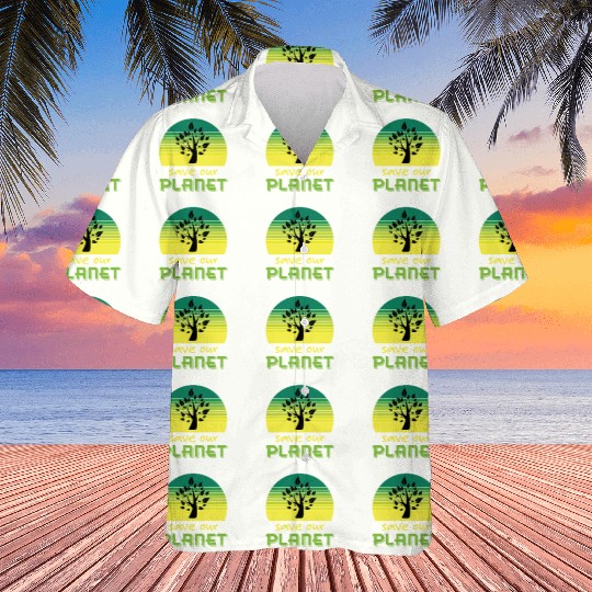 Save Our Planet Retro Sunset Green Hawaiians