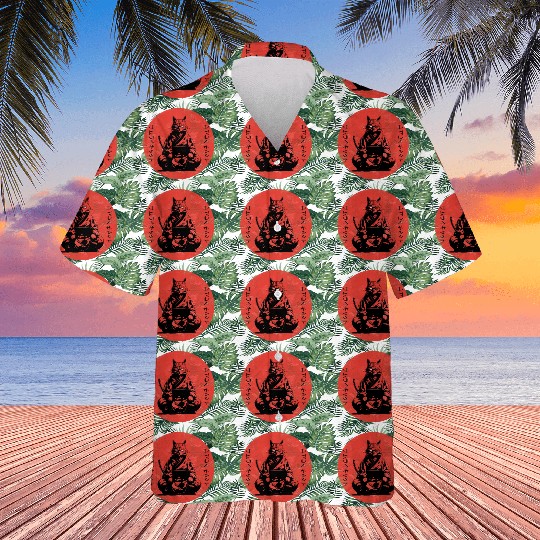 Wise Calm Vintage Retro Japanese Kitty Samurai Cat Hawaiians