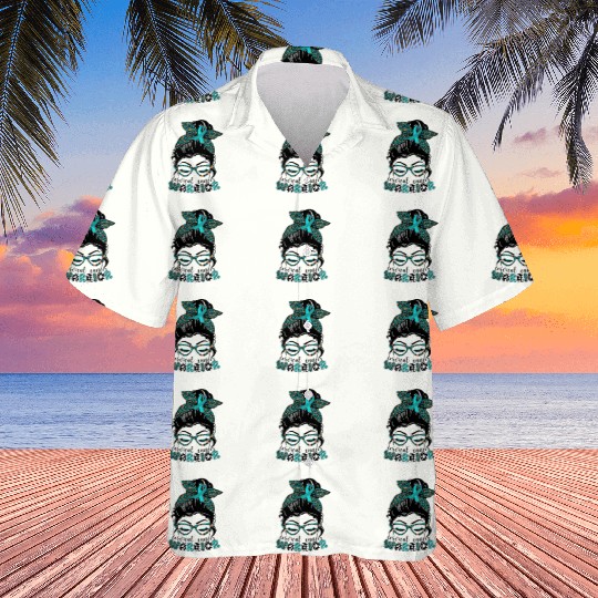 Cervical Cancer Warrior Messy Bun Girl Design Hawaiians