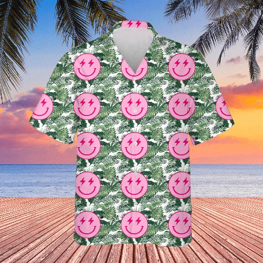 light pink face lightning bolt eyes Hawaiians