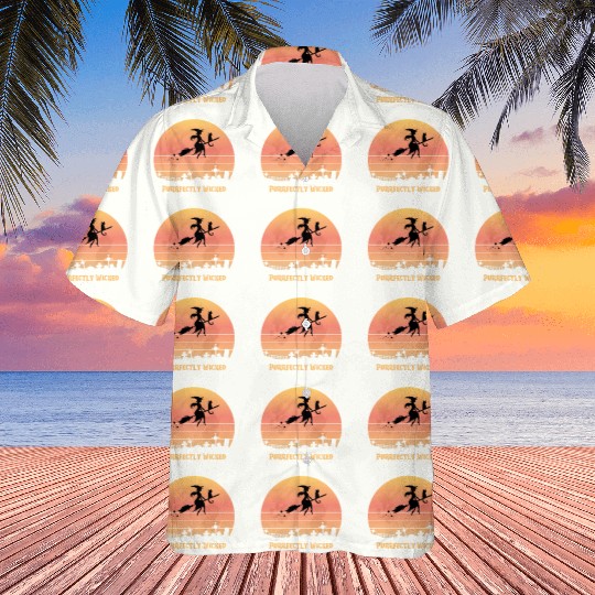 Wicked Cat Witch Funny Halloween Witch Hawaiians