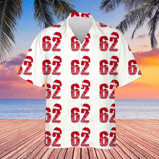 62 Red and White Christmas Number Sixty Two Hawaiians