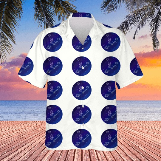 Doodle-Style Hand Drawn Space Cat Hawaiians