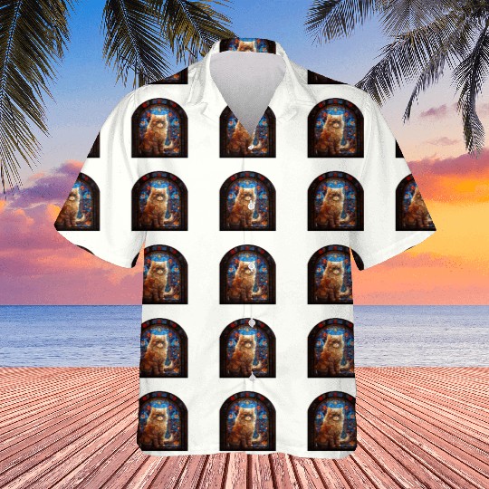 Persian cat in stained glass Hawaiians