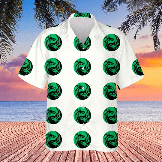 tow Dragonball in circle green and black Hawaiians