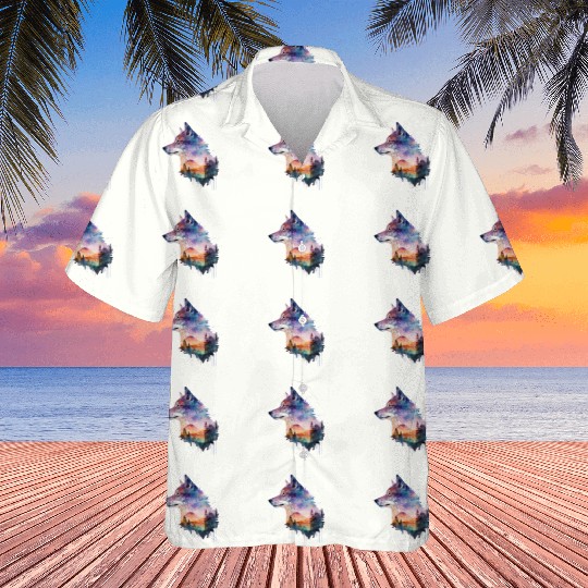 Wolf Print, Cosmic Wolves, Animal Print, Cosmos Hawaiians