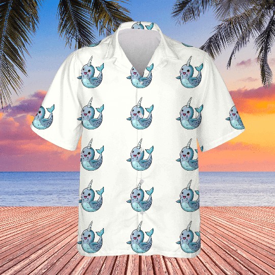 Adorable Narwhal Cartoon Enchantment Hawaiians