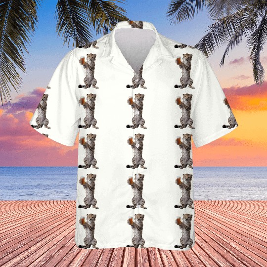 Cheetah Drinking Beer Realistic Hawaiians
