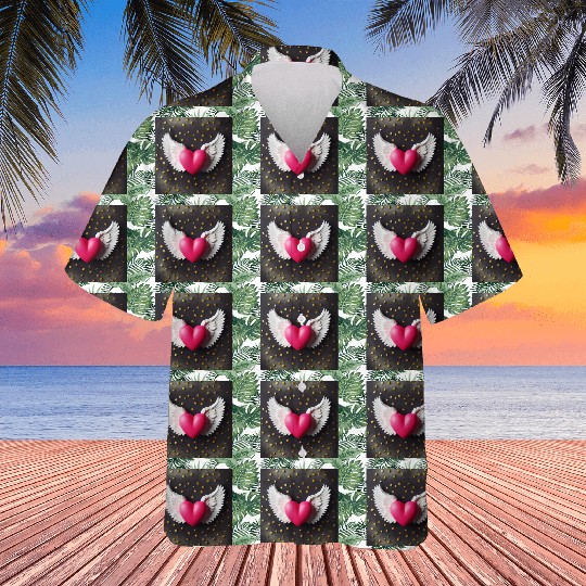 Hot Pink Heart with Wings Hawaiians