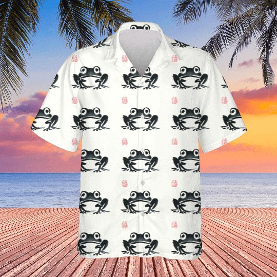 Grumpy Frog Illustration - Funny Animal Art Hawaiians