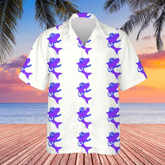 Cool Dolphin Playing Guitar Headphone Sunglasses Hawaiians