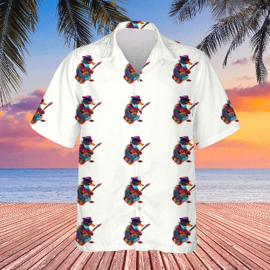 Platypus Mammal Guitar Cowboy Hat Popart Hawaiians