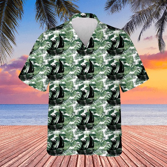 Pug silhouette sailboat minimalist Hawaiians