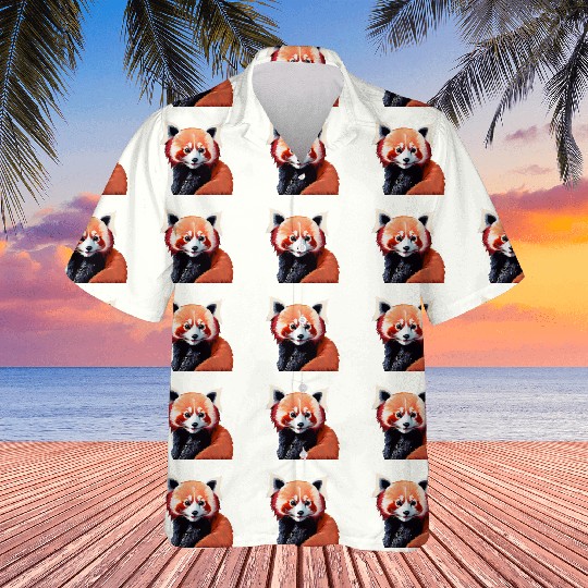 Happy red panda Hawaiians