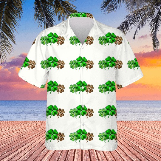 Plaid Shamrock Leopard Camouflage St Patricks Day Hawaiians