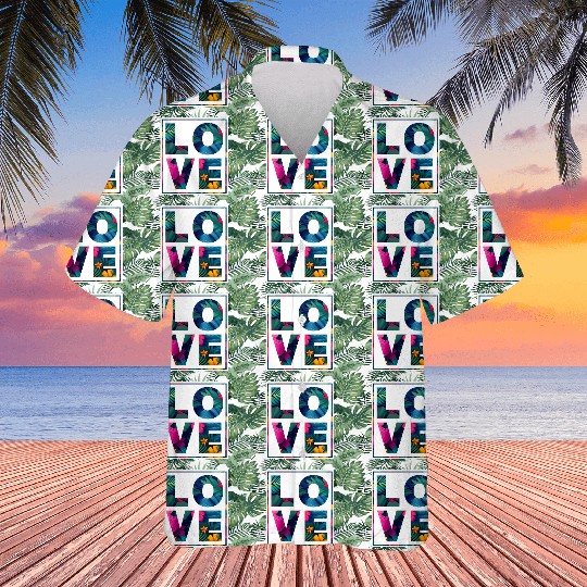 LOVE Tropical Floral Typography- Bold Aesthetic Ar Hawaiians