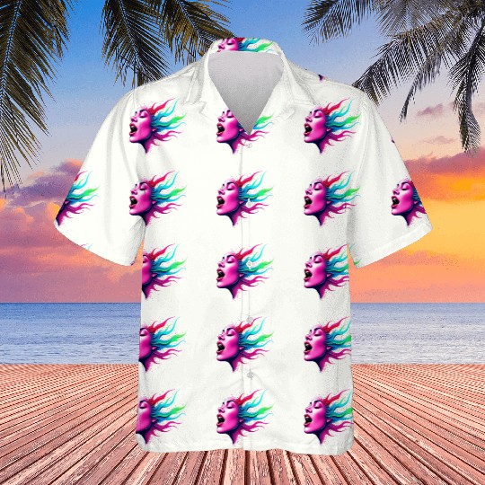 Neon Soundwave Face - Music Lovers Hawaiians